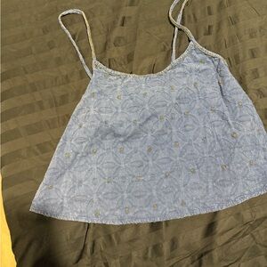 Blue Embroidered Women's Top